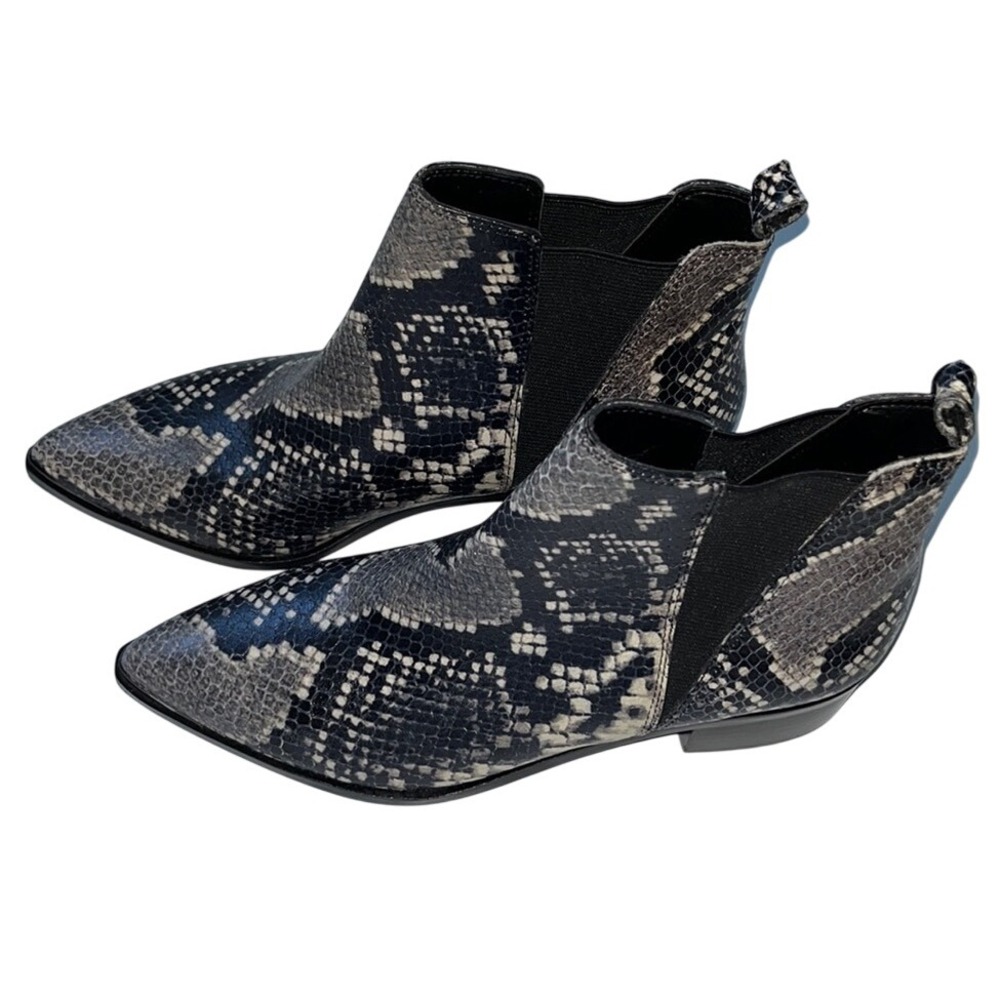 New Marc Fisher Women's Yale Pointy Toe Chelsea Leather Snakeskin Boots Sz 5